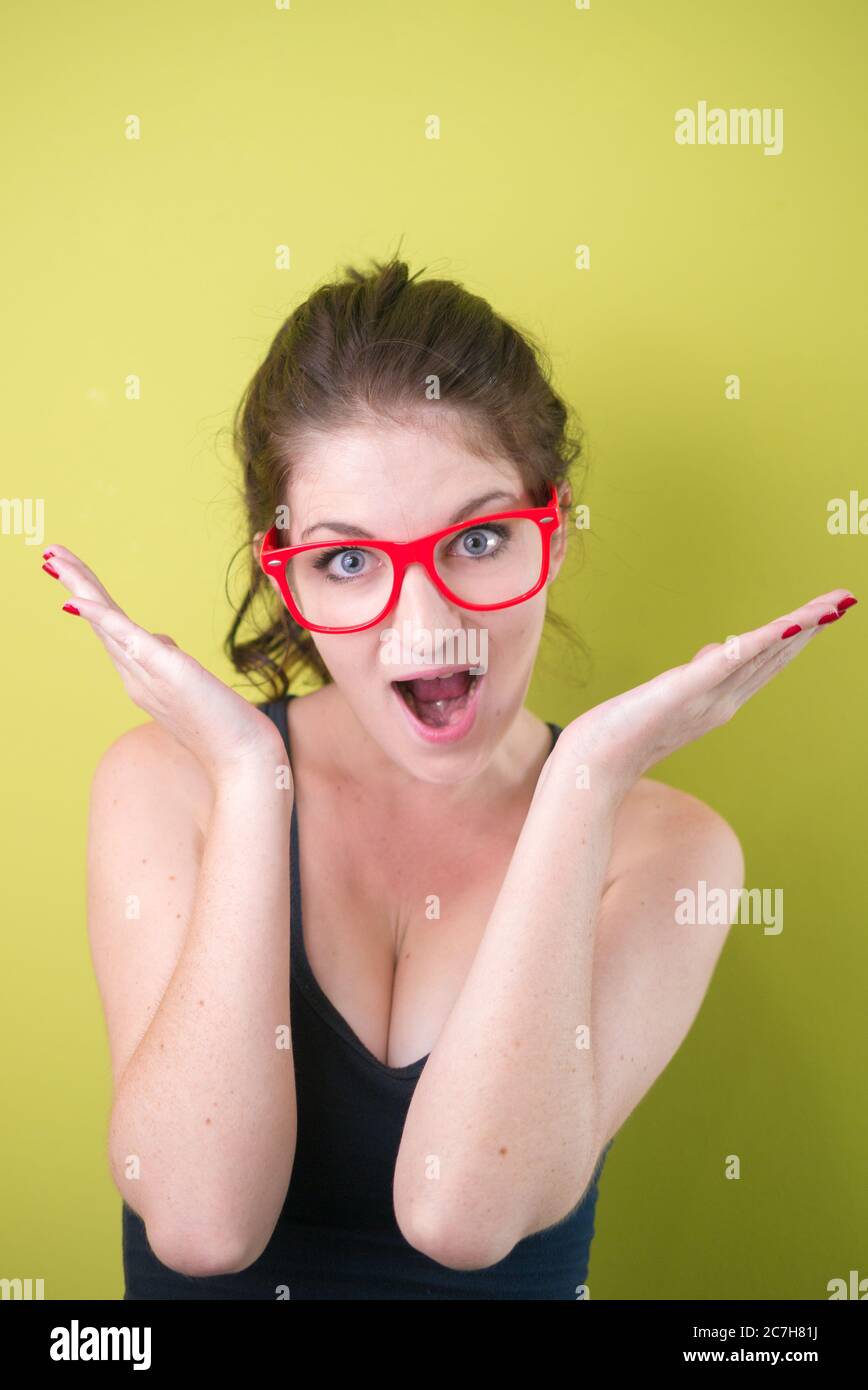 Portrait of young beautiful woman with brown hair Stock Photo - Alamy