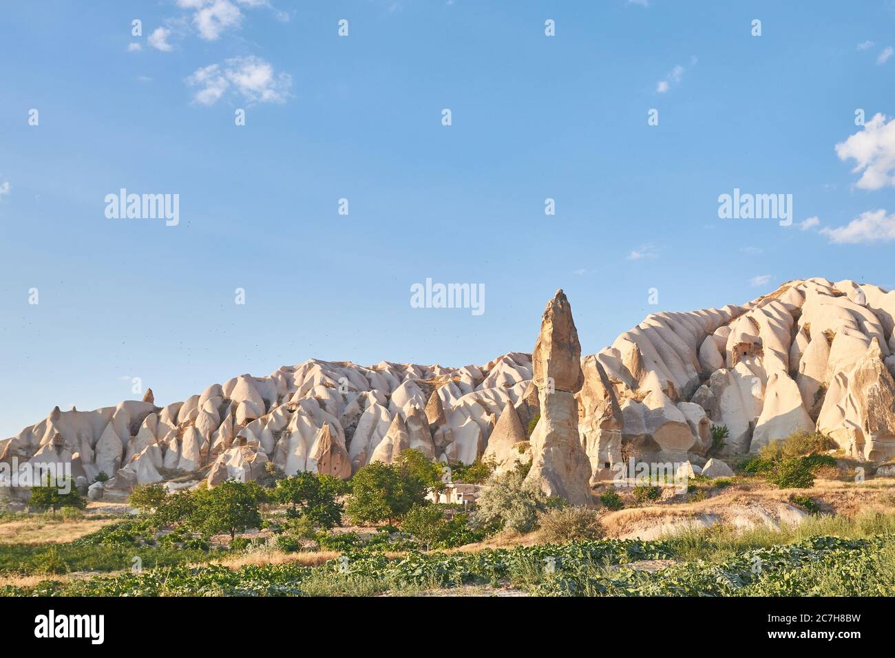 Rock formations in Rose valley Capadoccia in Goreme, Turkey Stock Photo ...