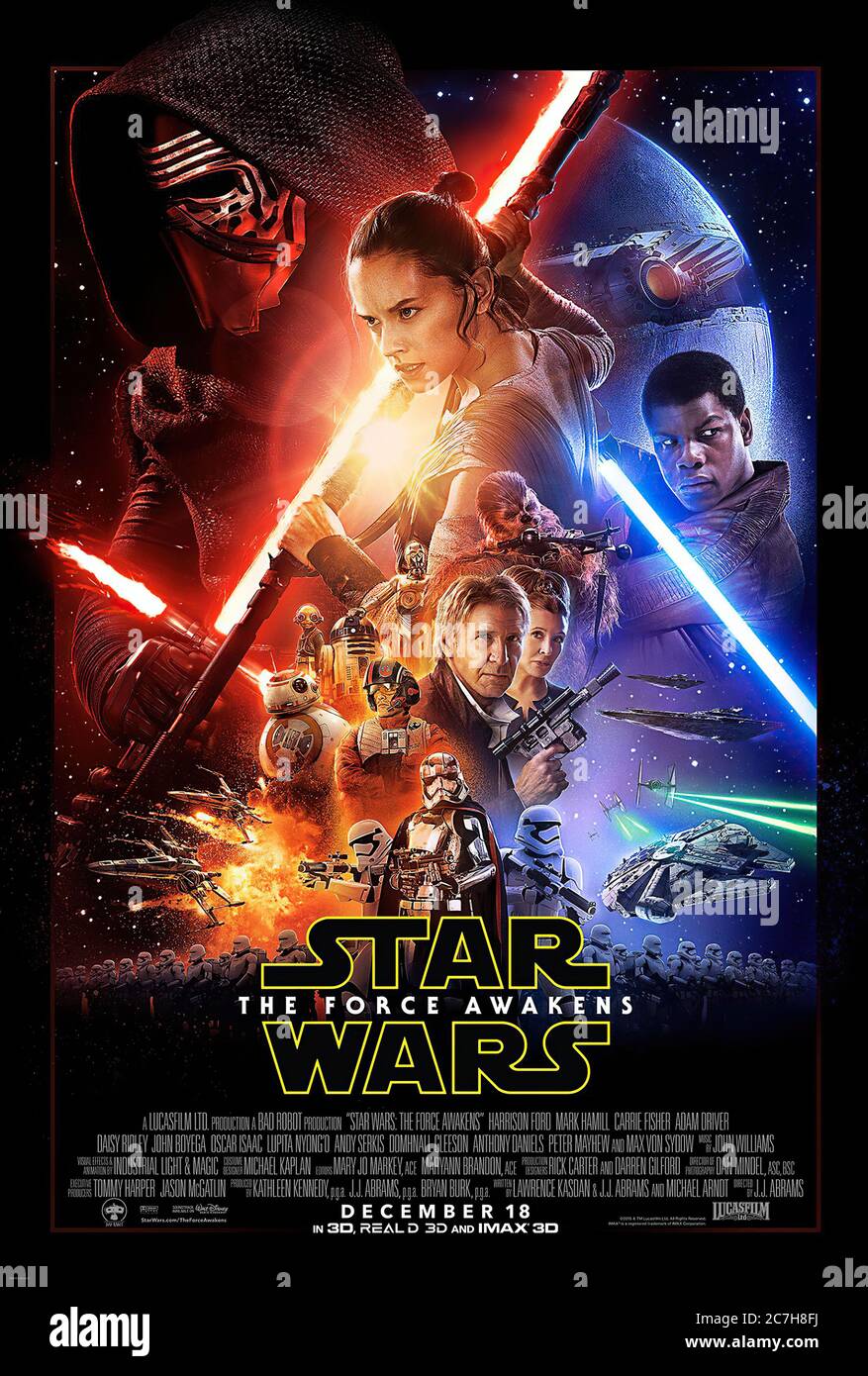 Star Wars Episode Vii  the Force Awakens - Movie Poster Stock Photo