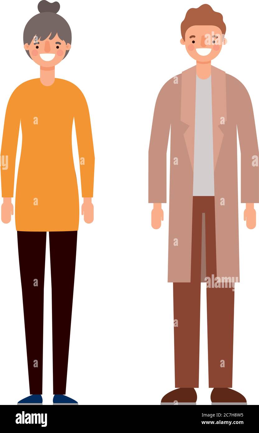 Woman and man cartoons couple smiling design, Person people and human ...