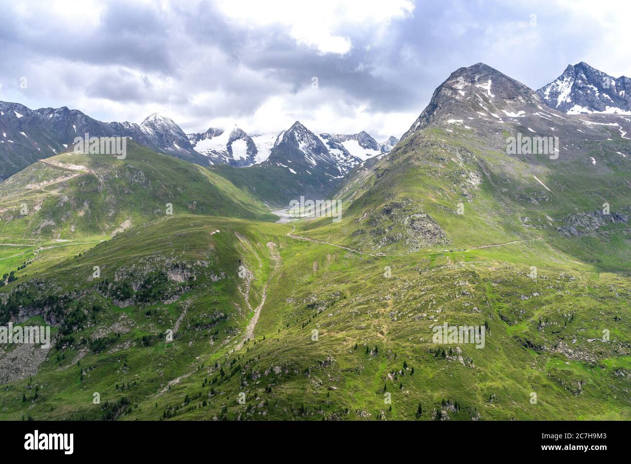 Europe, Austria, Tyrol, Ötztal Alps, Ötztal, Obergurgl, view of the Rotmoostal and the Hohe Mut Stock Photo