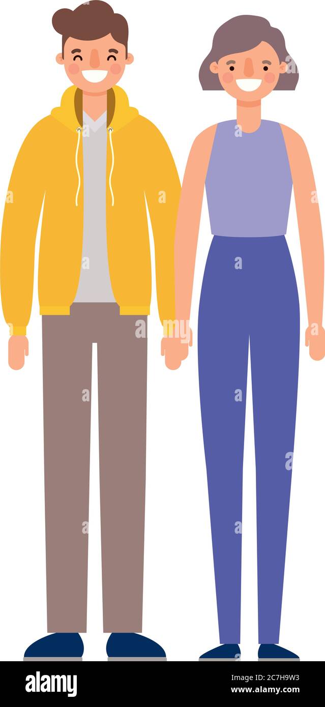 Woman and man cartoons couple smiling design, Person people and human ...