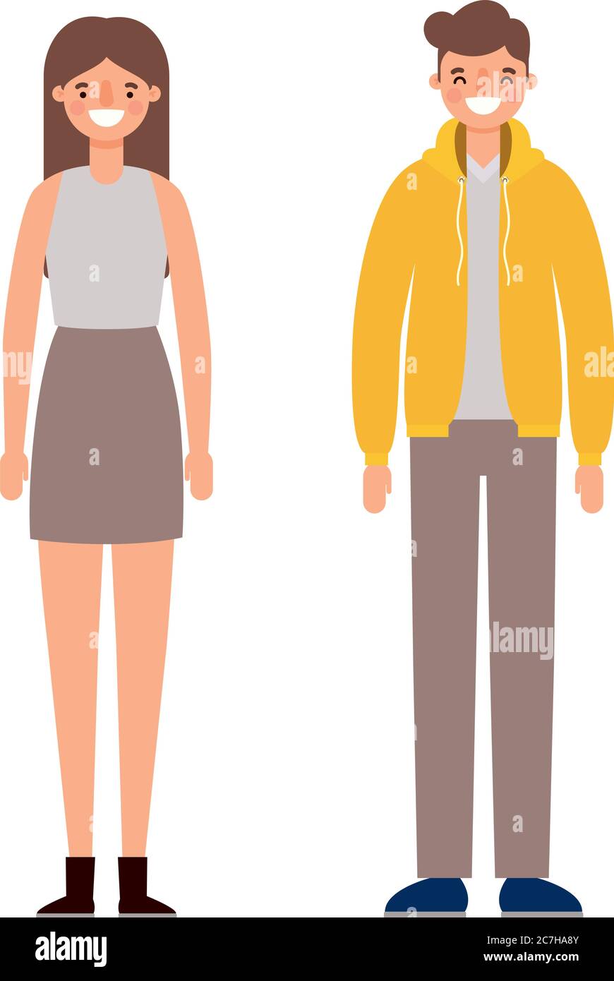 Woman and man cartoons couple smiling design, Person people and human ...