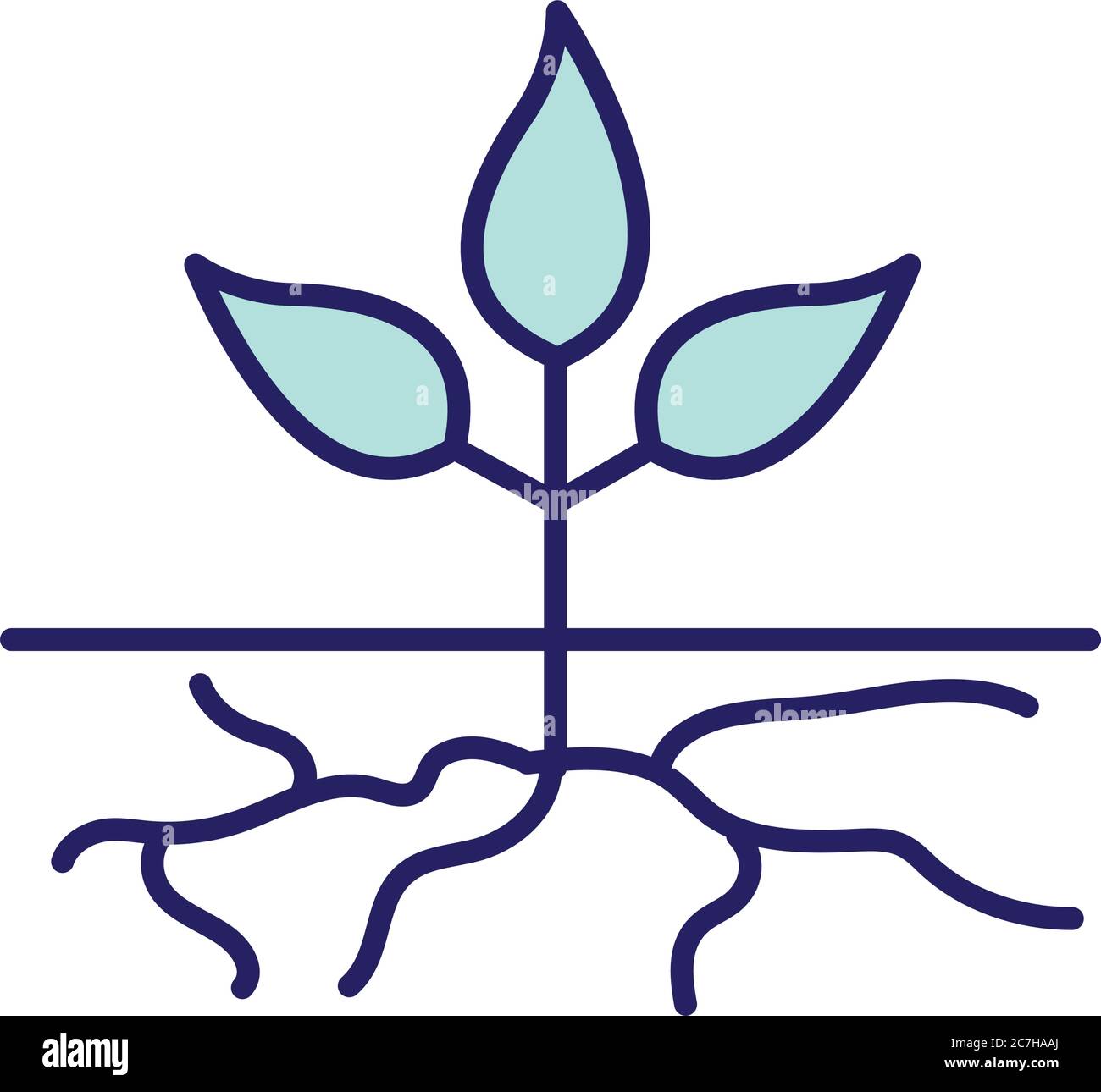 Plant on earth line and fill style icon design of Floral nature garden ...
