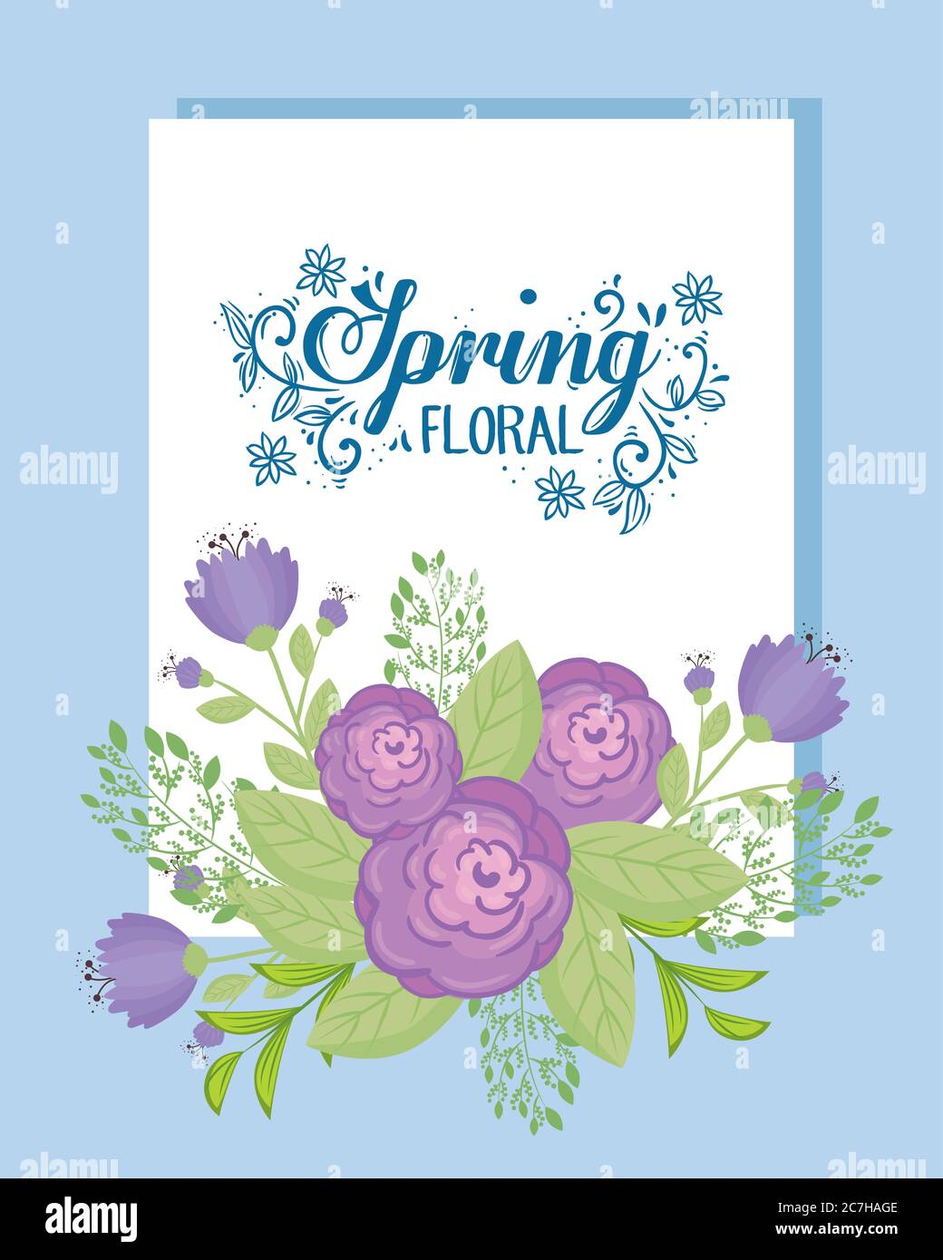 Wedding invitation with purple flowers and leaves vector design Stock ...