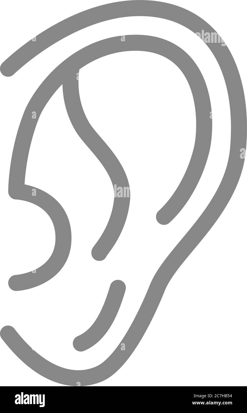 Human ear line icon. Hearing organ symbol Stock Vector