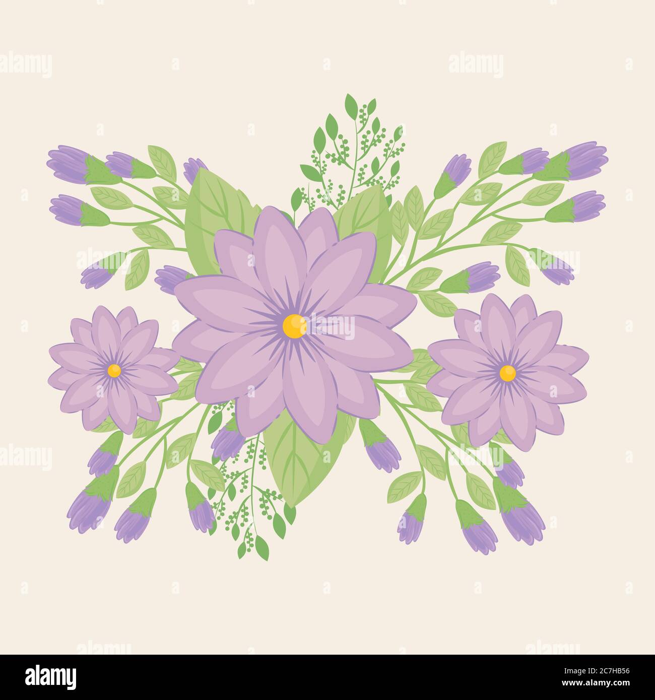 purple flowers with leaves vector design Stock Vector Image & Art - Alamy