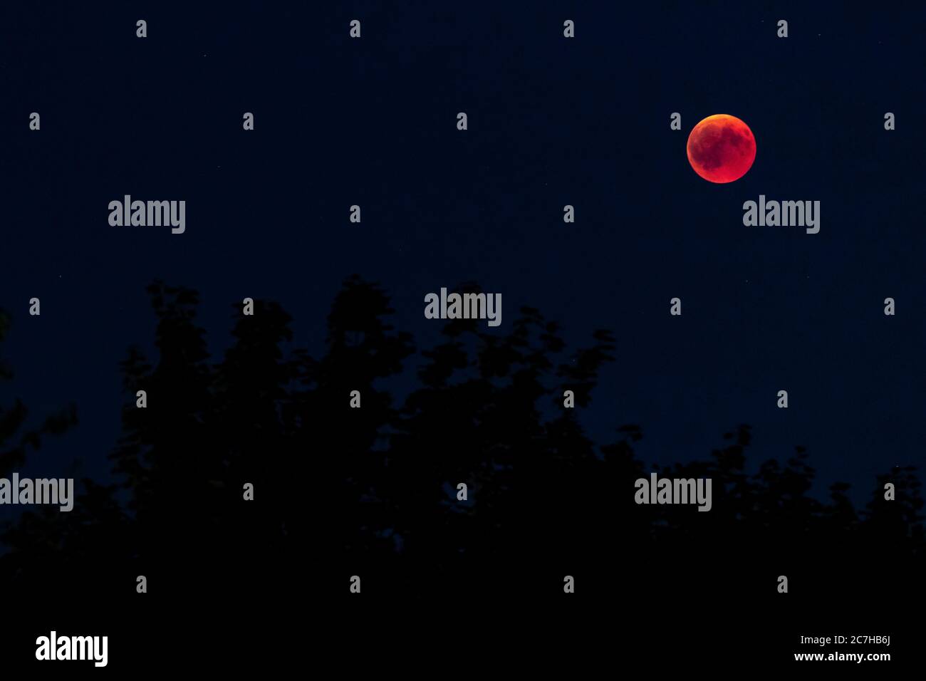 Europe, Germany, Baden-Wuerttemberg, Stuttgart, blood moon in the night sky Stock Photo
