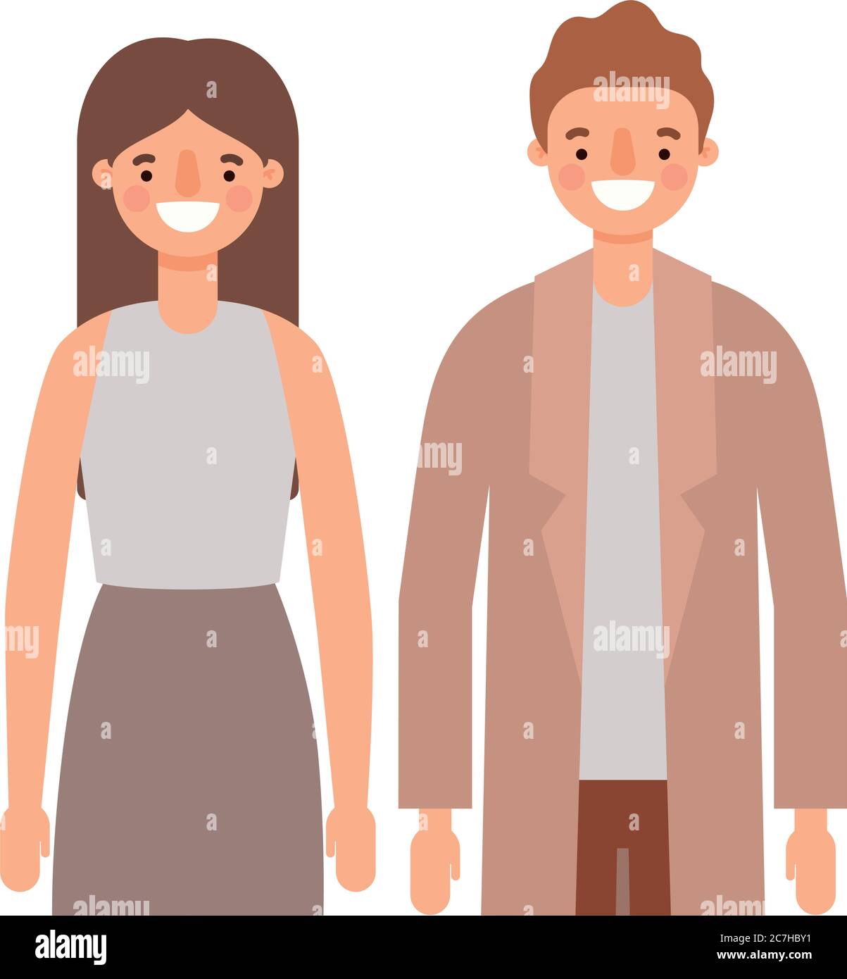 Woman and man cartoons couple smiling design, Person people and human ...