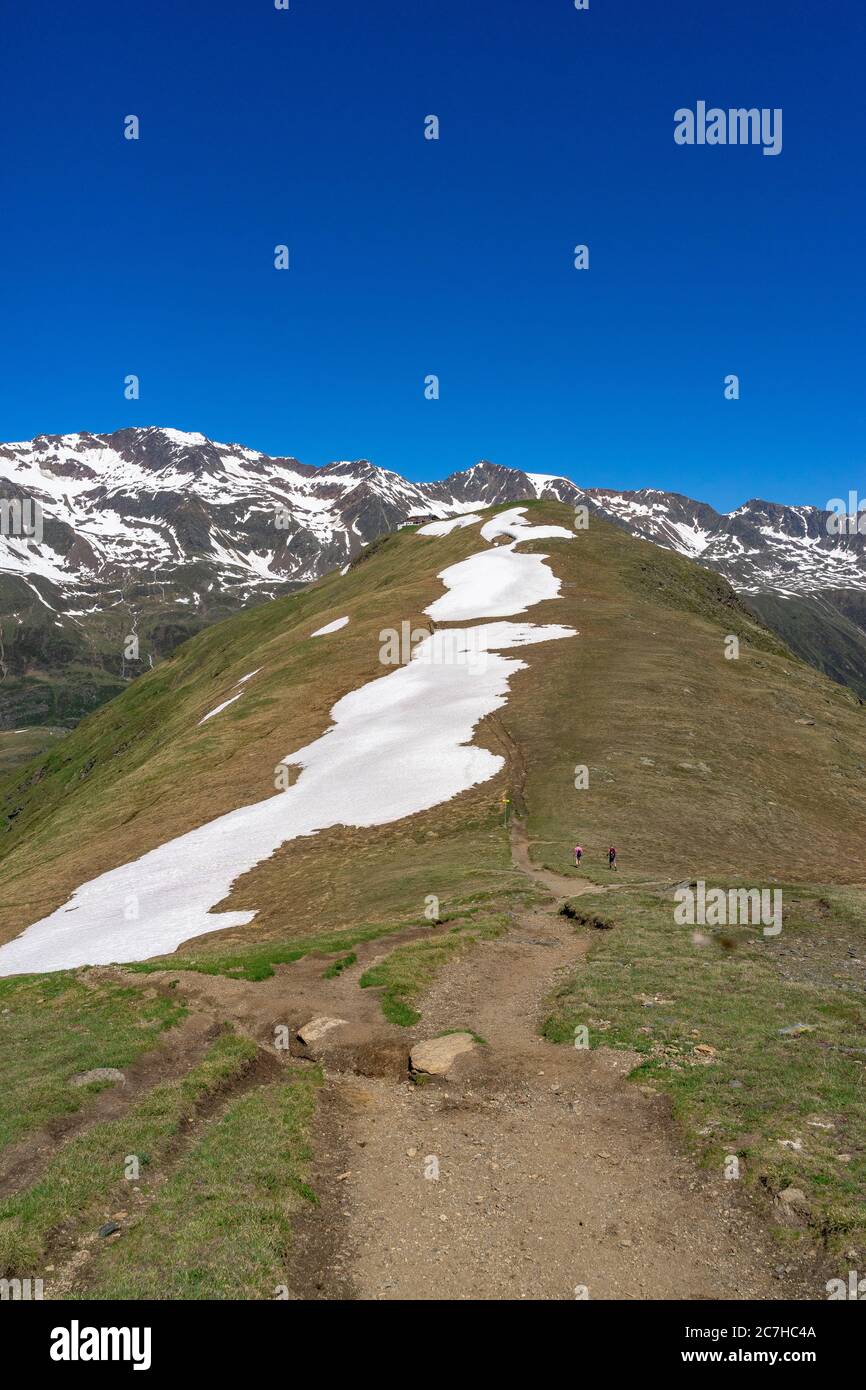 Europe, Austria, Tyrol, Ötztal Alps, Ötztal, view over the Mutsattel back to the Hohe Mut Stock Photo