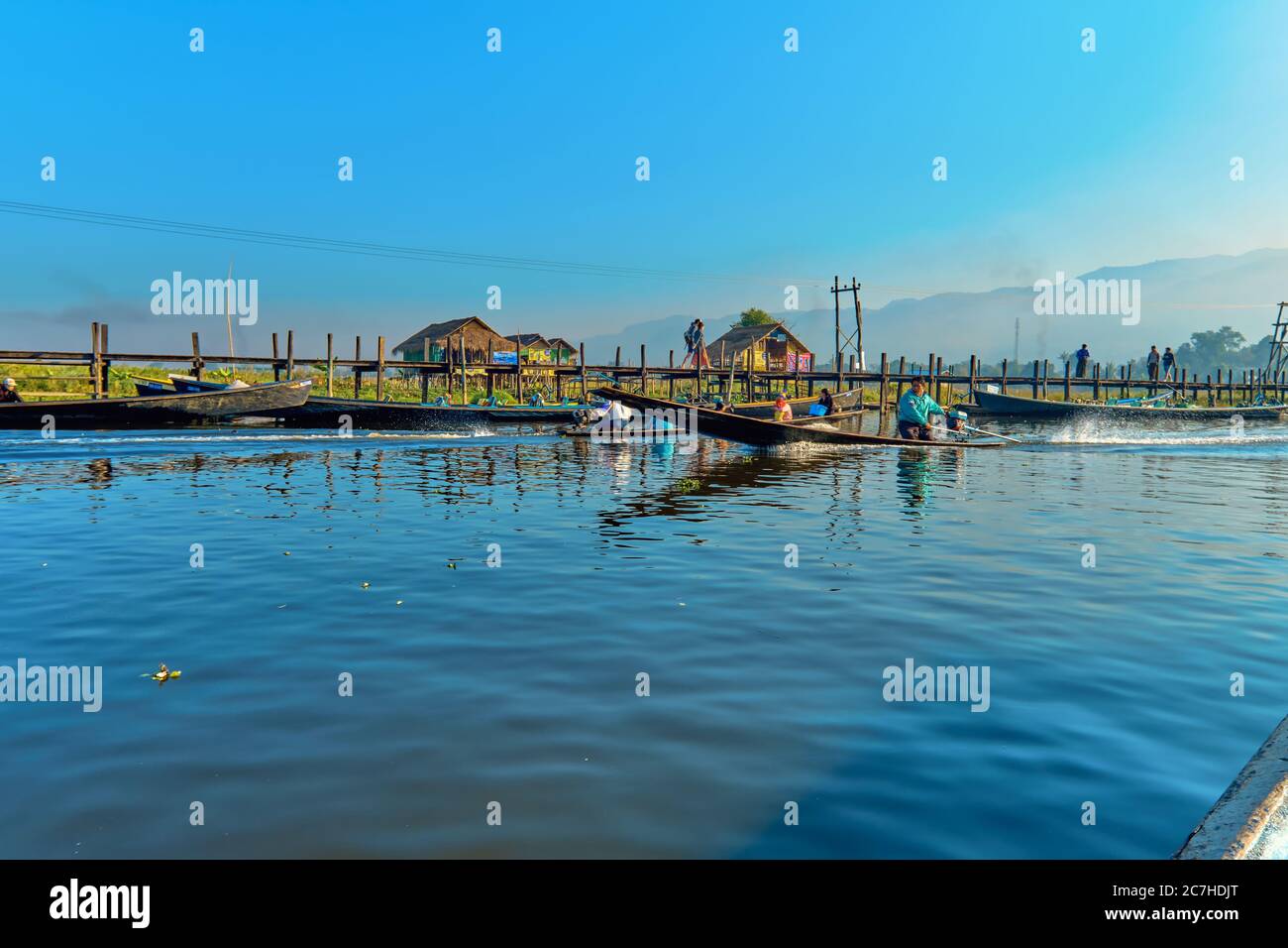 Wooden bridge myanmar hi-res stock photography and images - Alamy