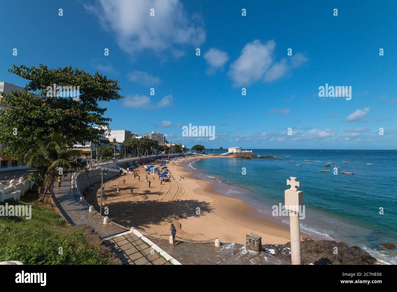 Landscape Of Porto Da Barra Beach Famous Beach In The City Of Salvador Bahia Brazil Stock Photo