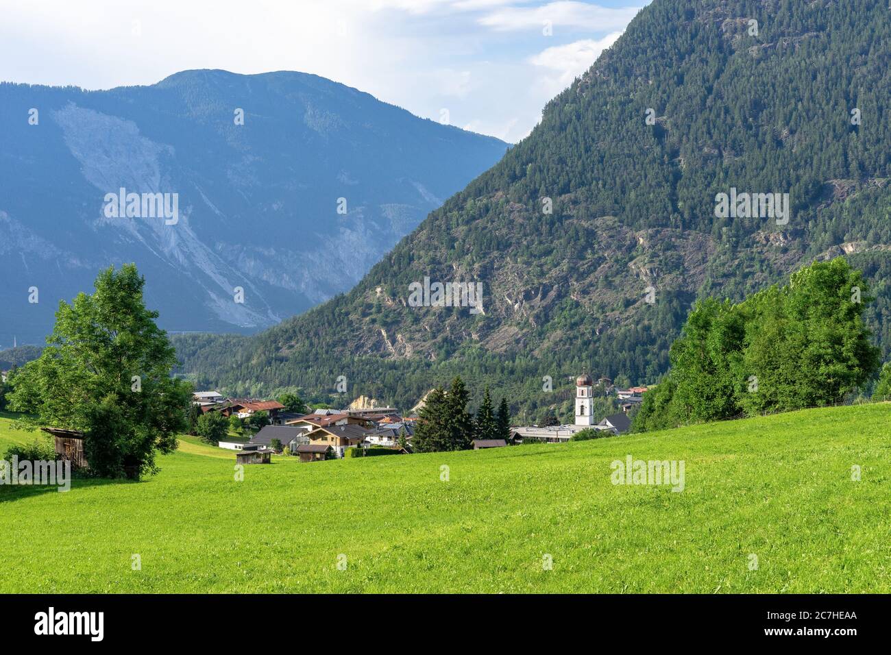 Europe, Austria, Tyrol, Ötztal Alps, Ötztal, view of Sautens in the Ötztal Stock Photo