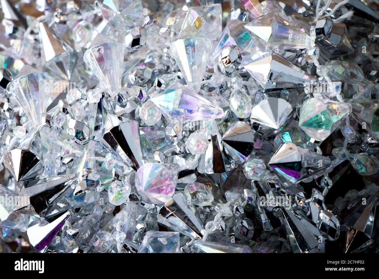 Full screen of close up shiny crystal gardland Stock Photo