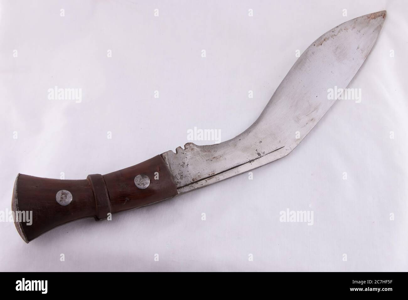 Vintage Ghurkha Khukri Knife on white background Stock Photo