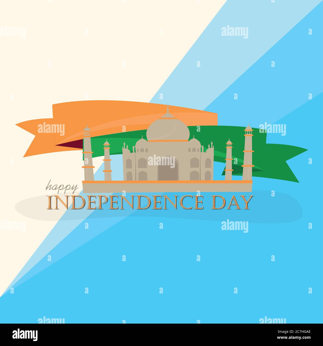 Independence day of India. Taj mahal in a greeting card - Vector Stock ...