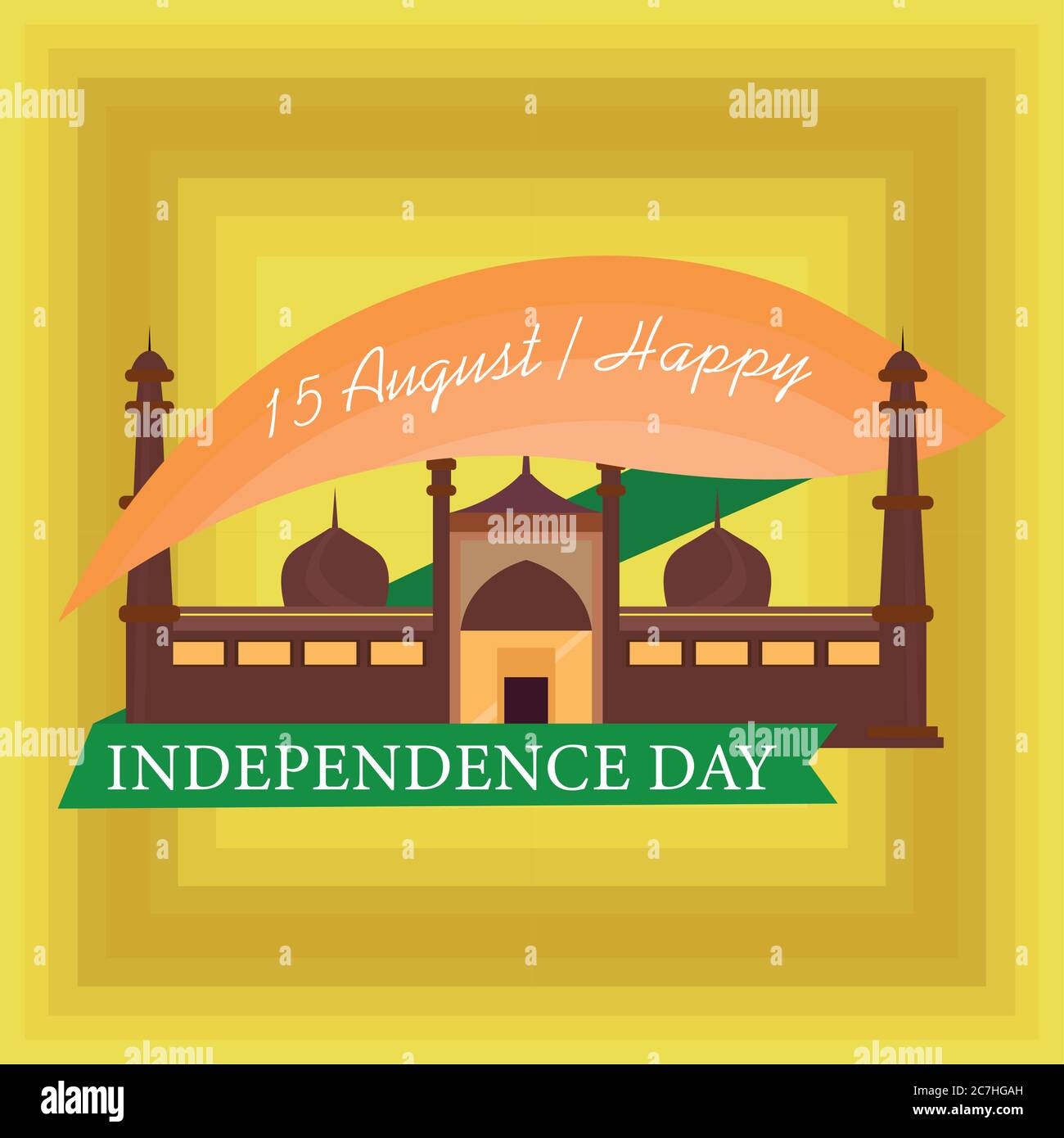 Independence day of India. Taj mahal in a greeting card - Vector Stock ...