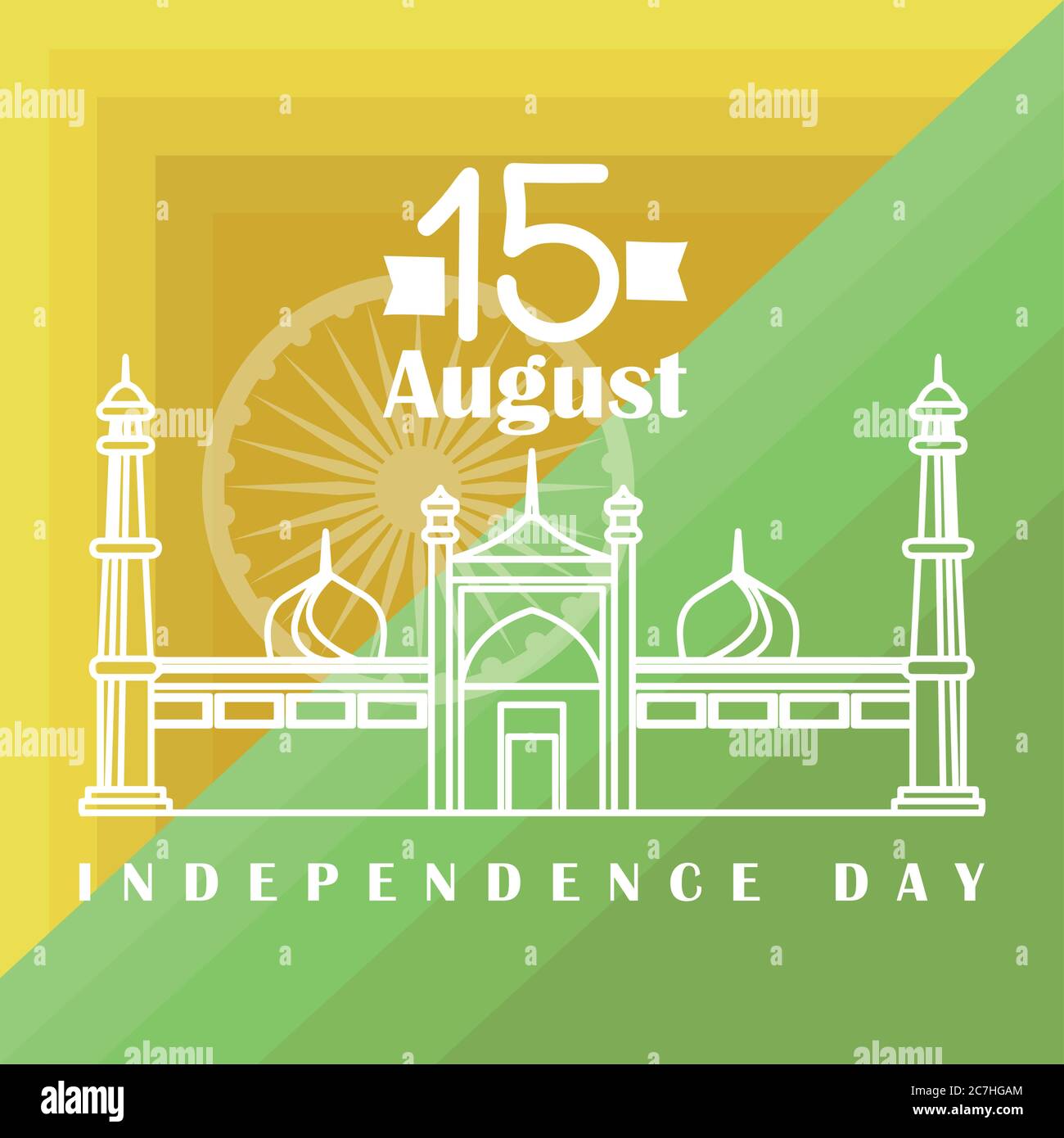 Independence day of India. Taj mahal in a greeting card - Vector Stock ...