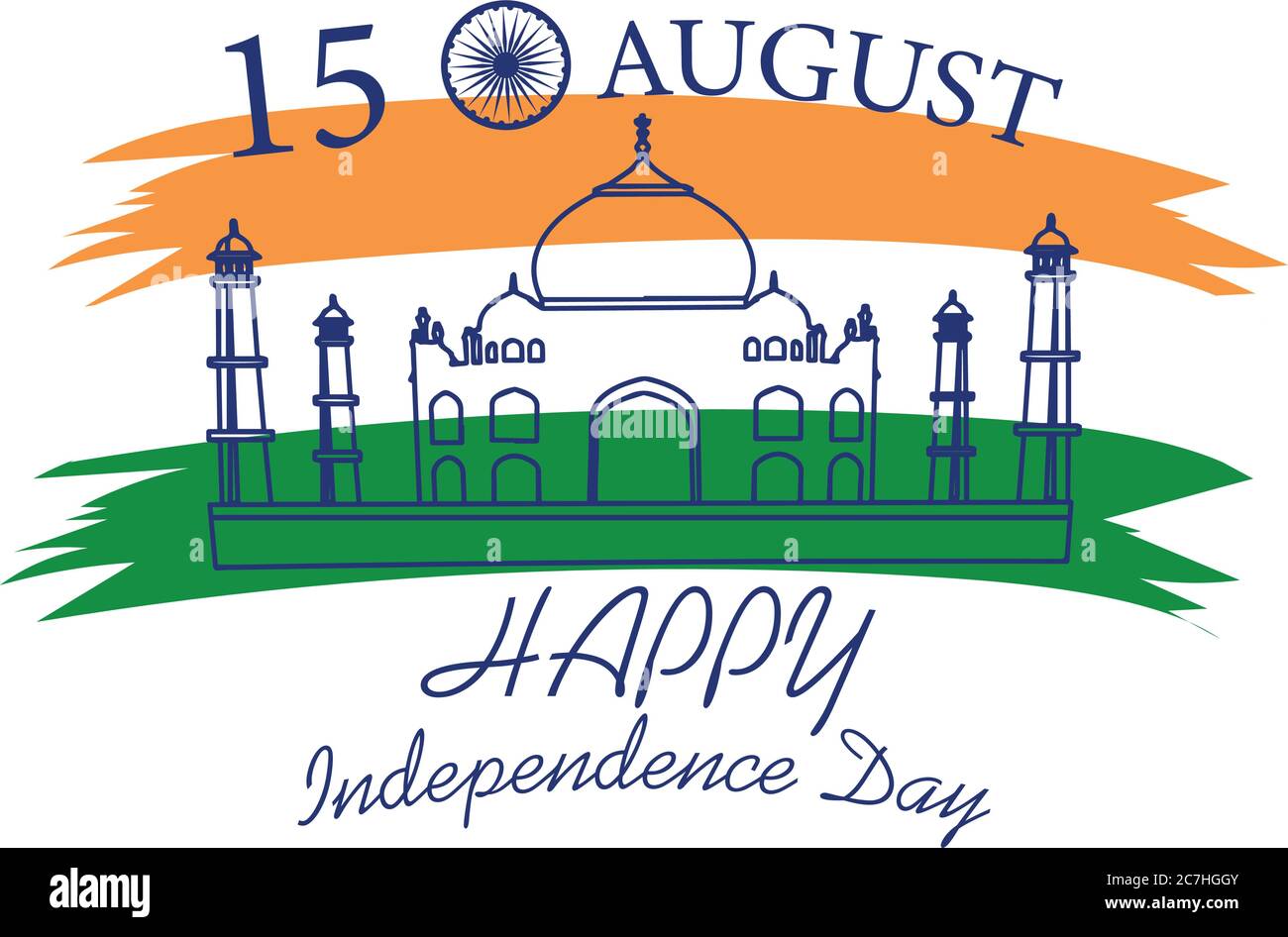Independence day of India. Taj mahal in a greeting card - Vector Stock ...