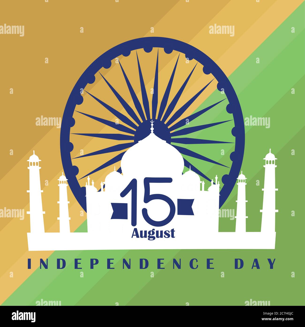 Independence day of India. Taj mahal in a greeting card - Vector Stock ...