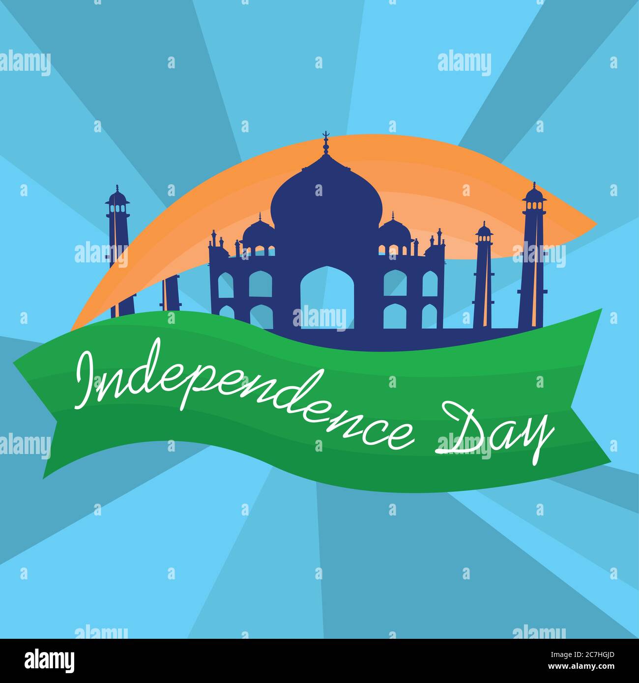 Independence day of India. Taj mahal in a greeting card - Vector Stock ...