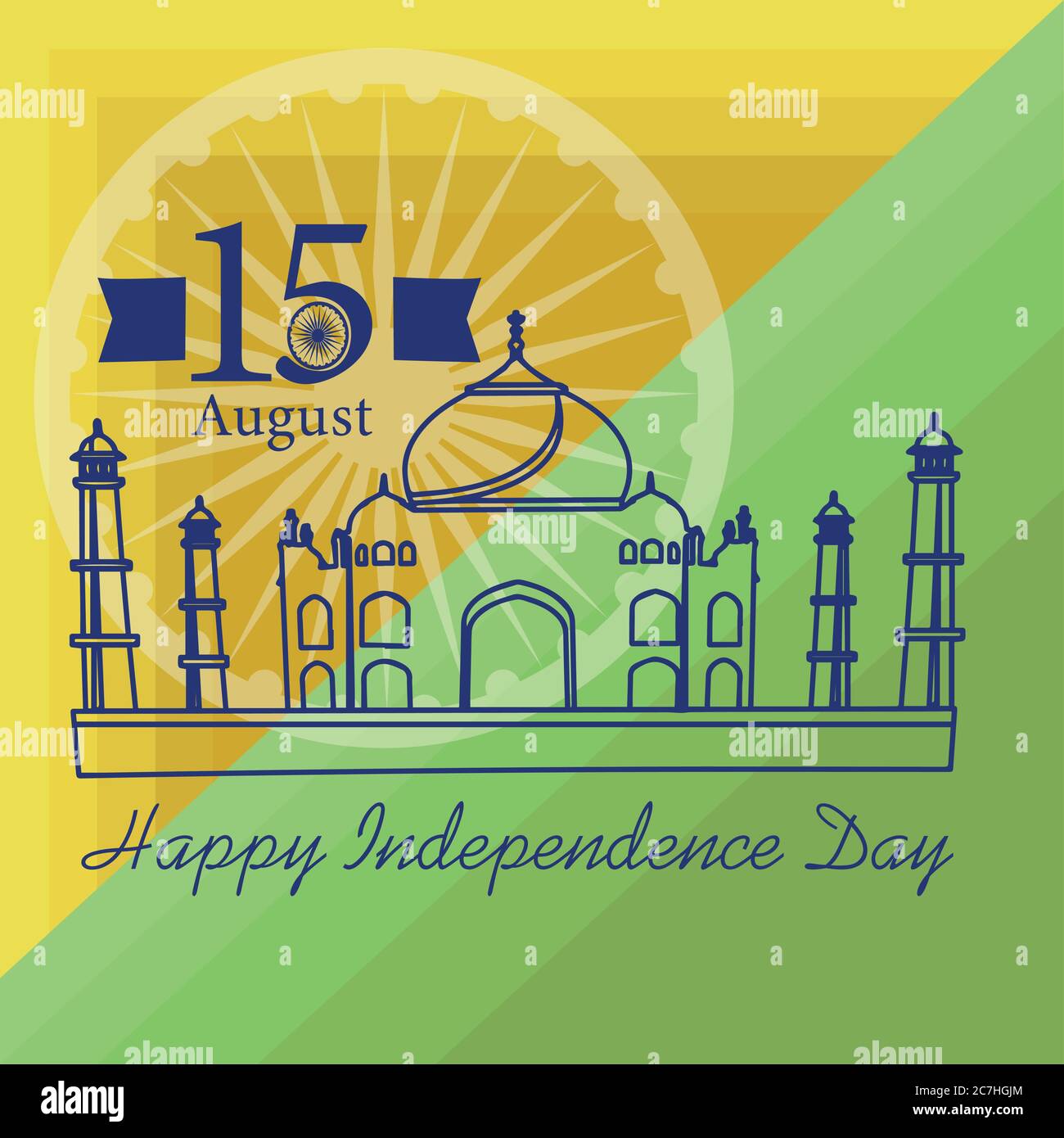 Independence day of India. Taj mahal in a greeting card - Vector Stock ...