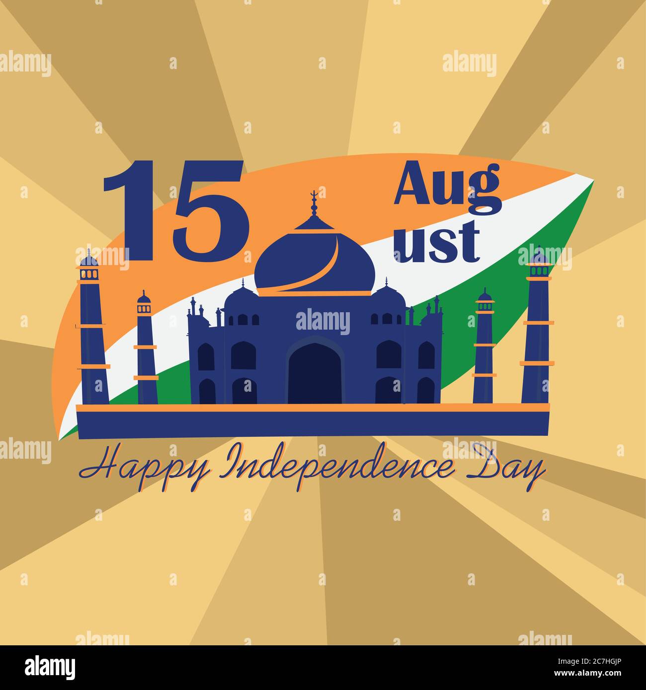 Independence day of India. Taj mahal in a greeting card - Vector Stock ...