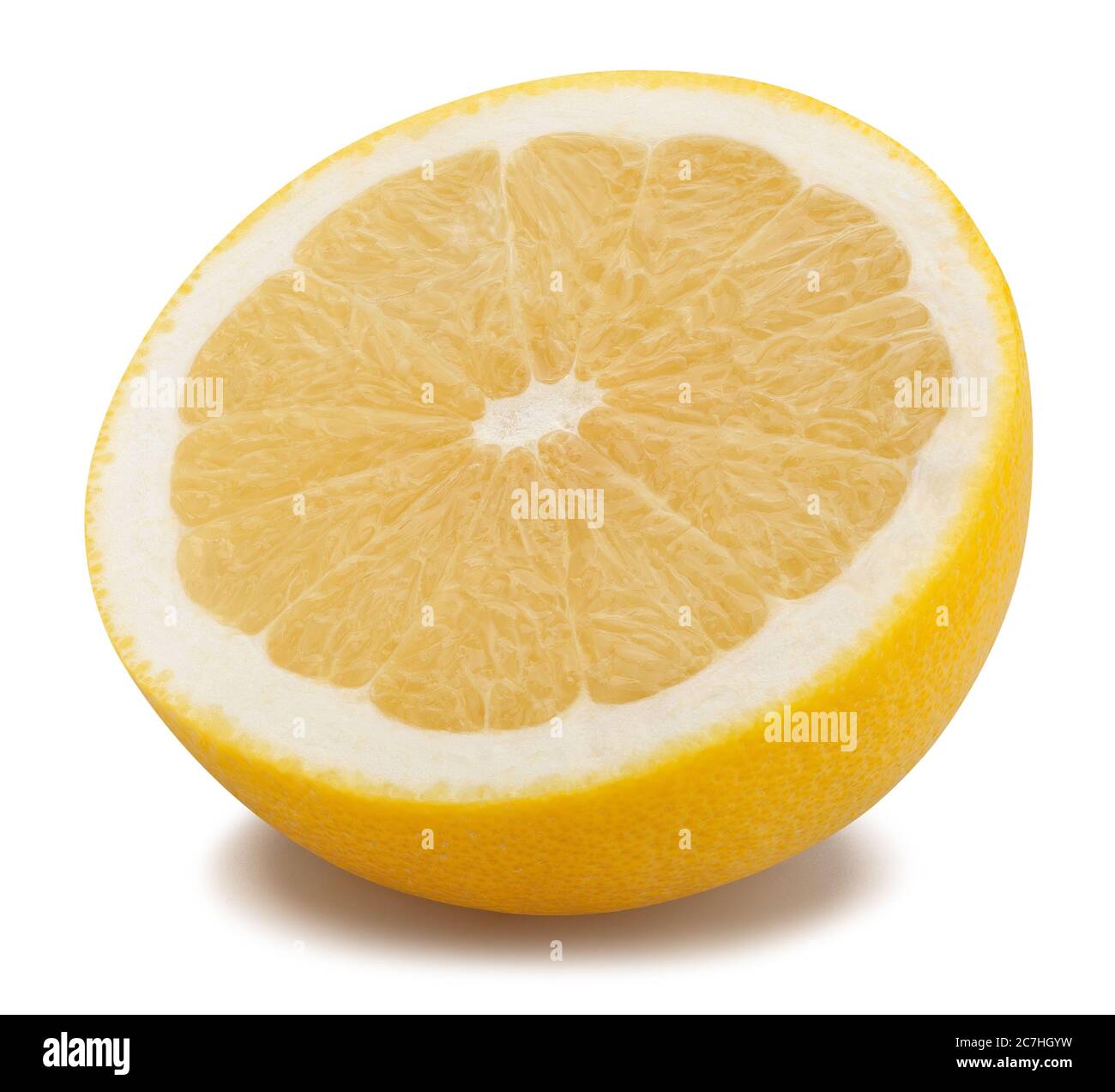 sliced white grapefruit path isolated on white Stock Photo