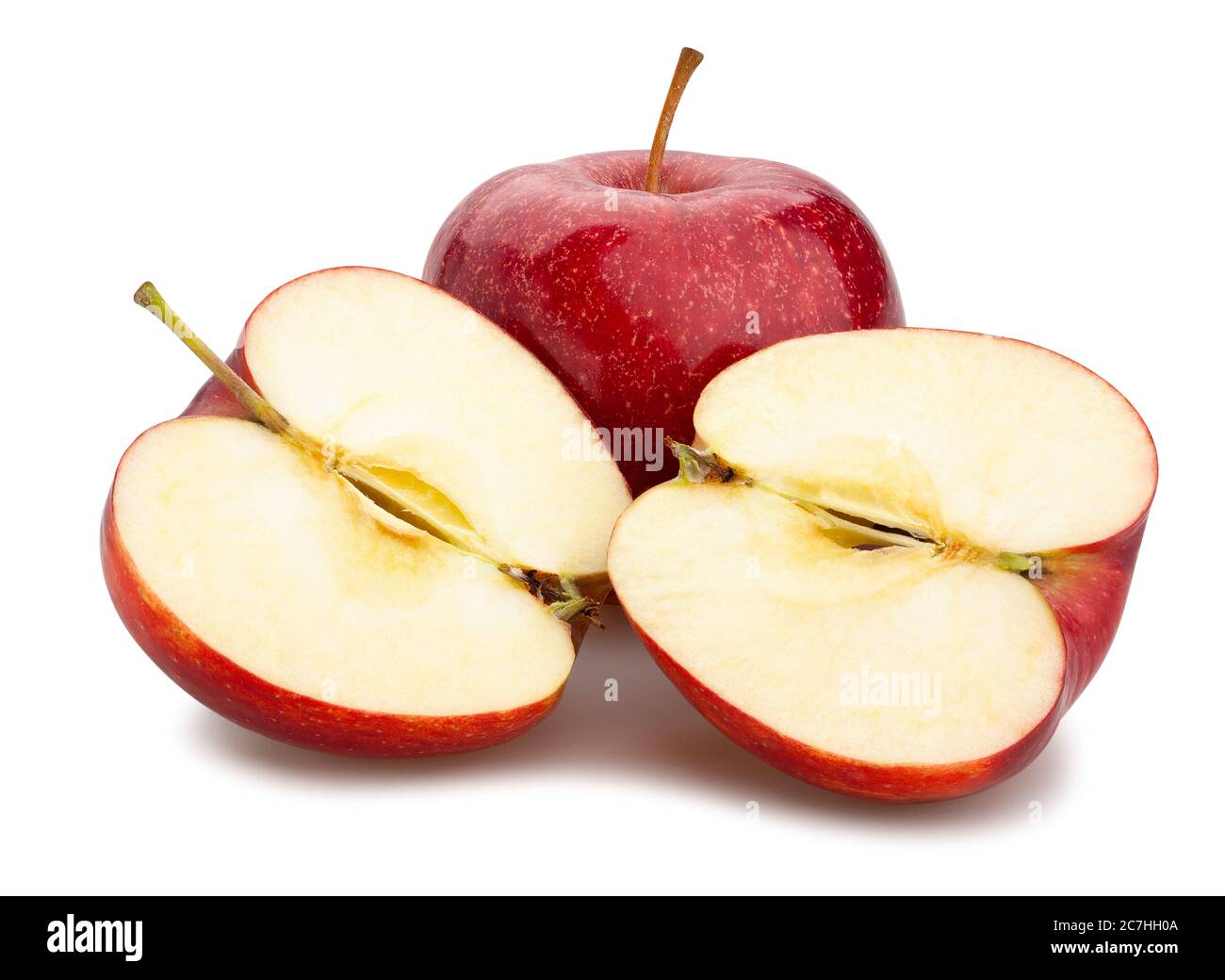 sliced red apple path isolated on white Stock Photo