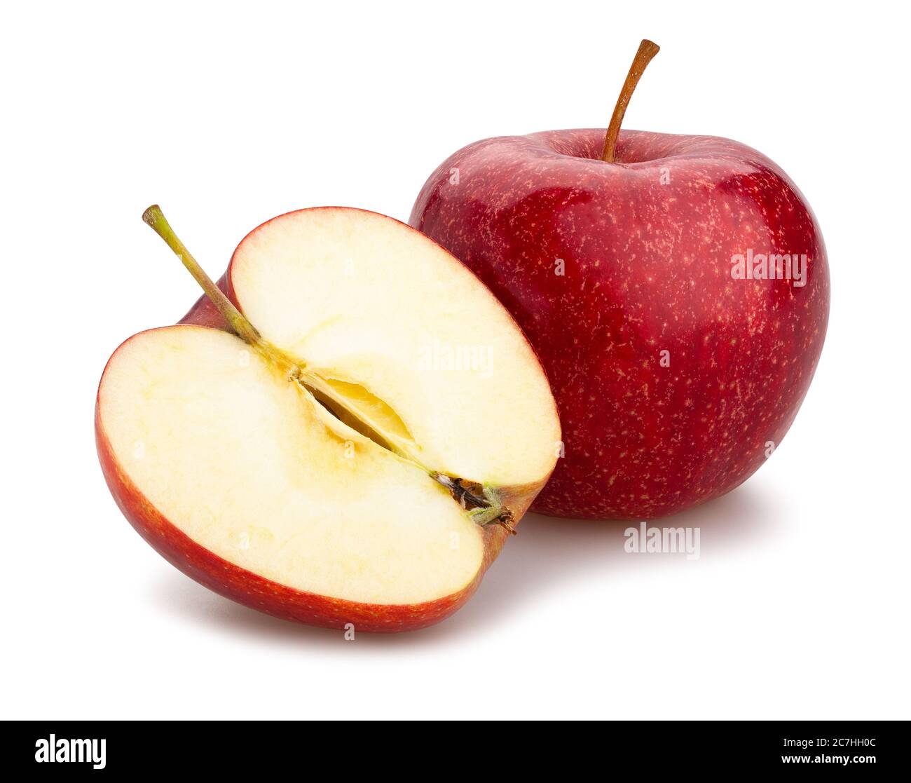 sliced red apple path isolated on white Stock Photo