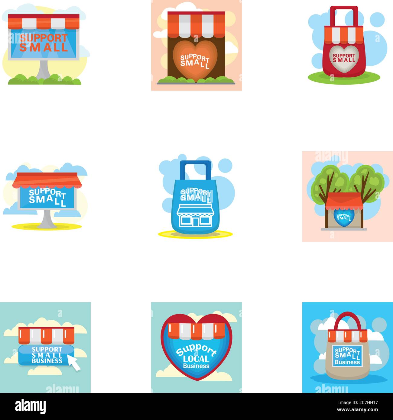 Support local shop small. Local market - Vector Stock Vector Image ...