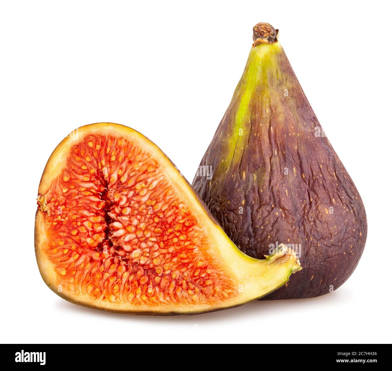 sliced figs path isolated on white Stock Photo
