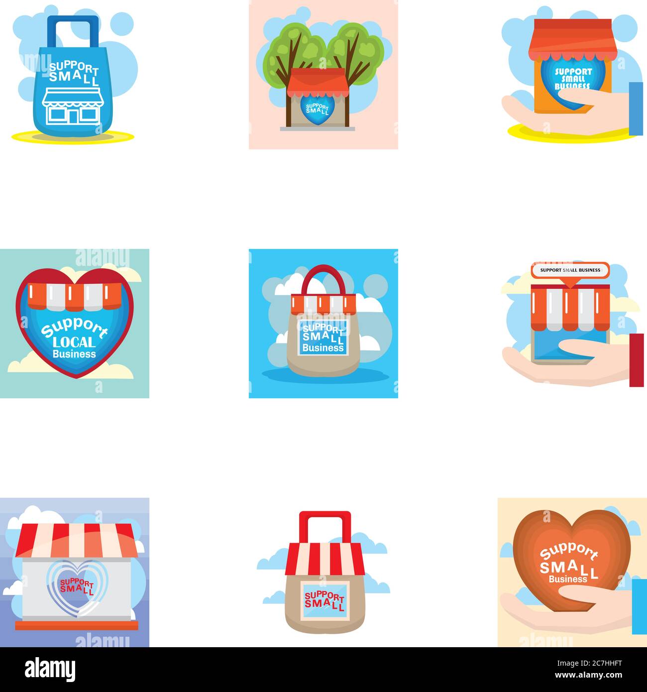 Support local shop small. Local market - Vector Stock Vector Image ...