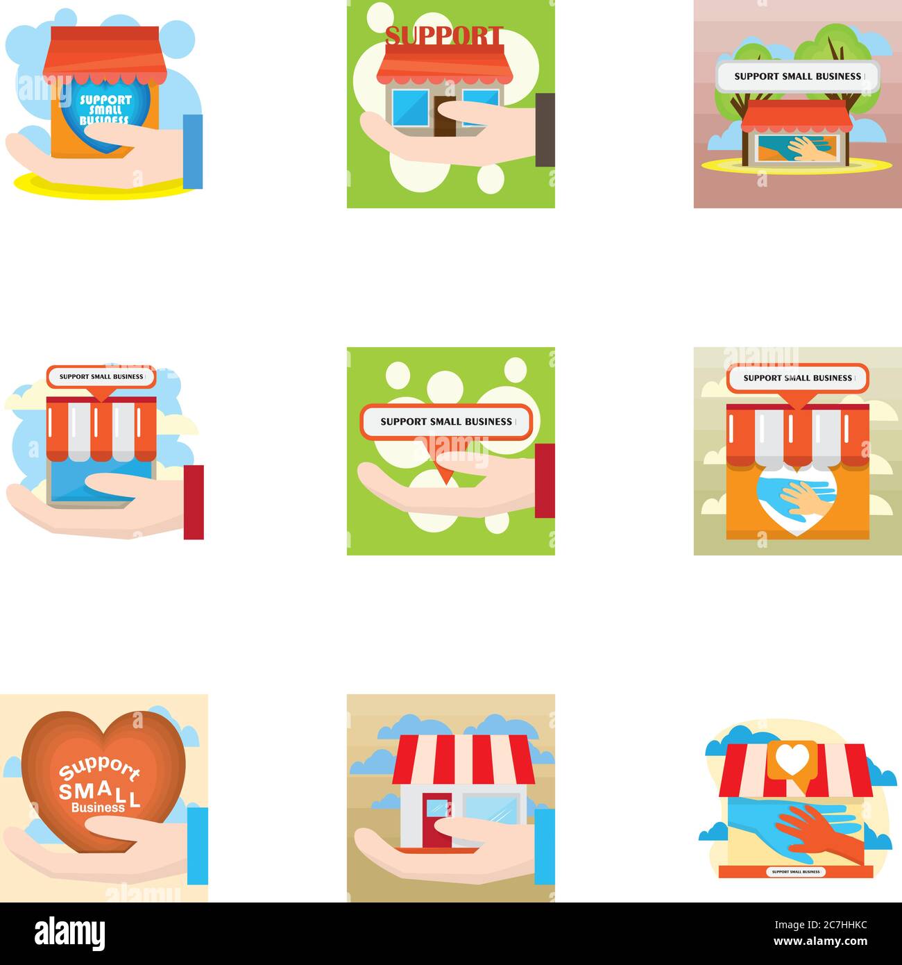 Support local shop small. Local market - Vector Stock Vector Image ...