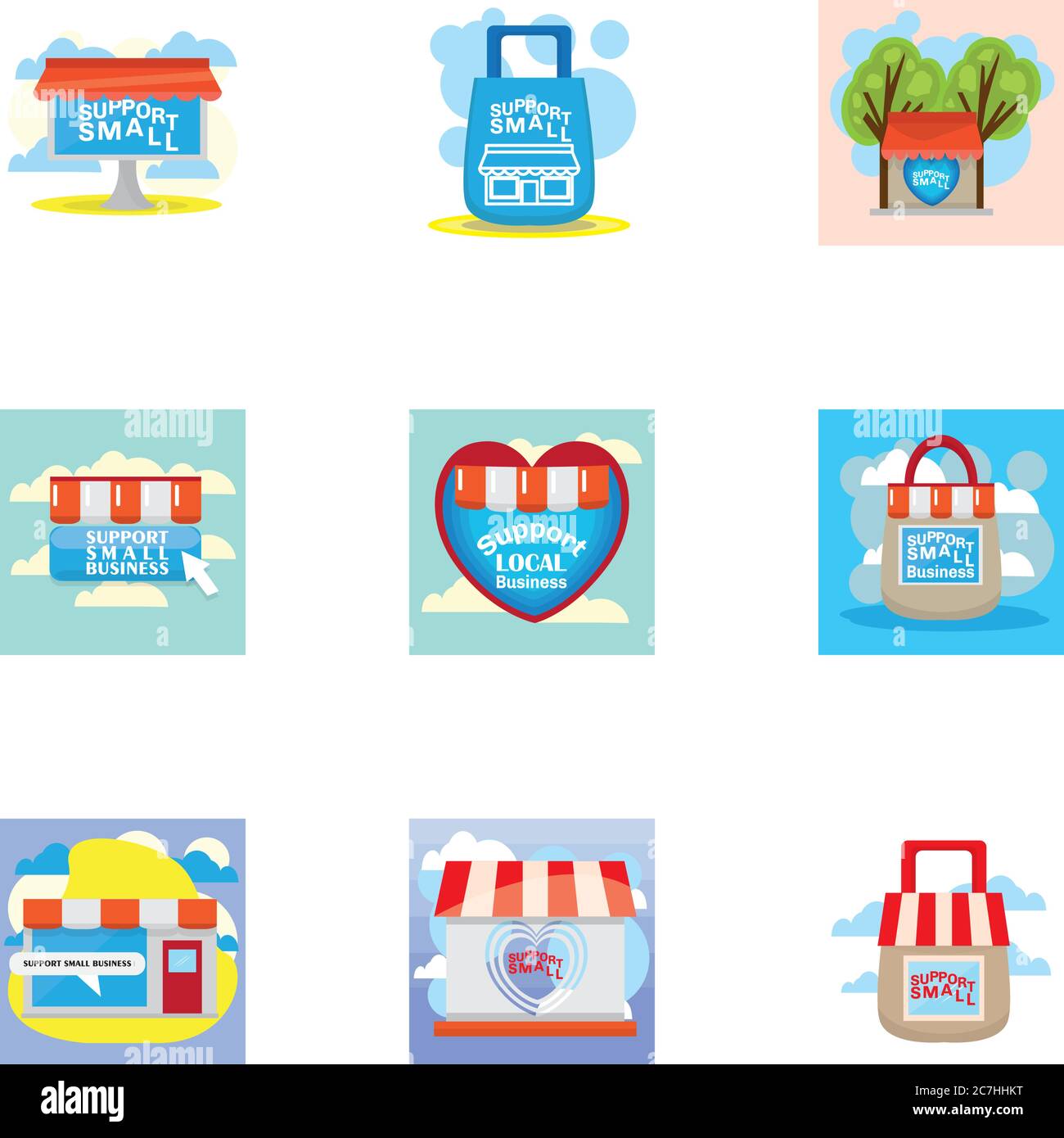 Support local shop small. Local market - Vector Stock Vector Image ...