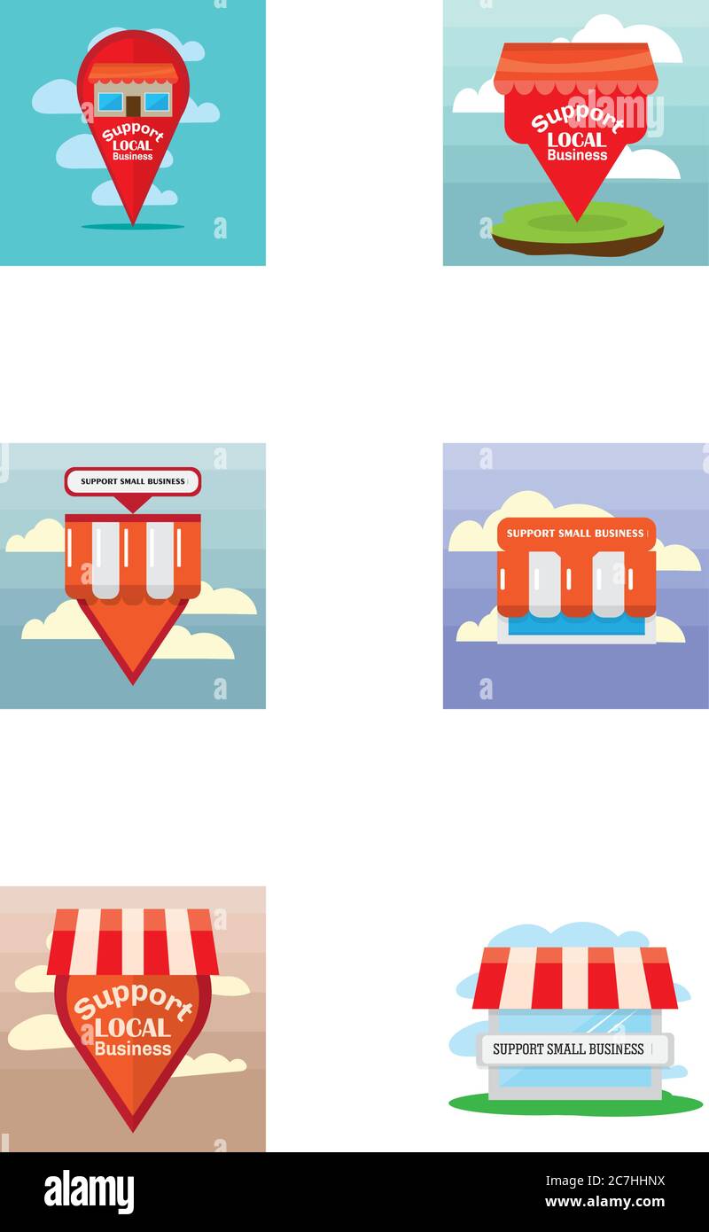 Support local shop small. Local market - Vector Stock Vector Image ...