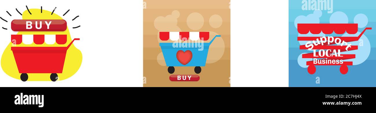 Support local shop small. Local market - Vector Stock Vector Image ...