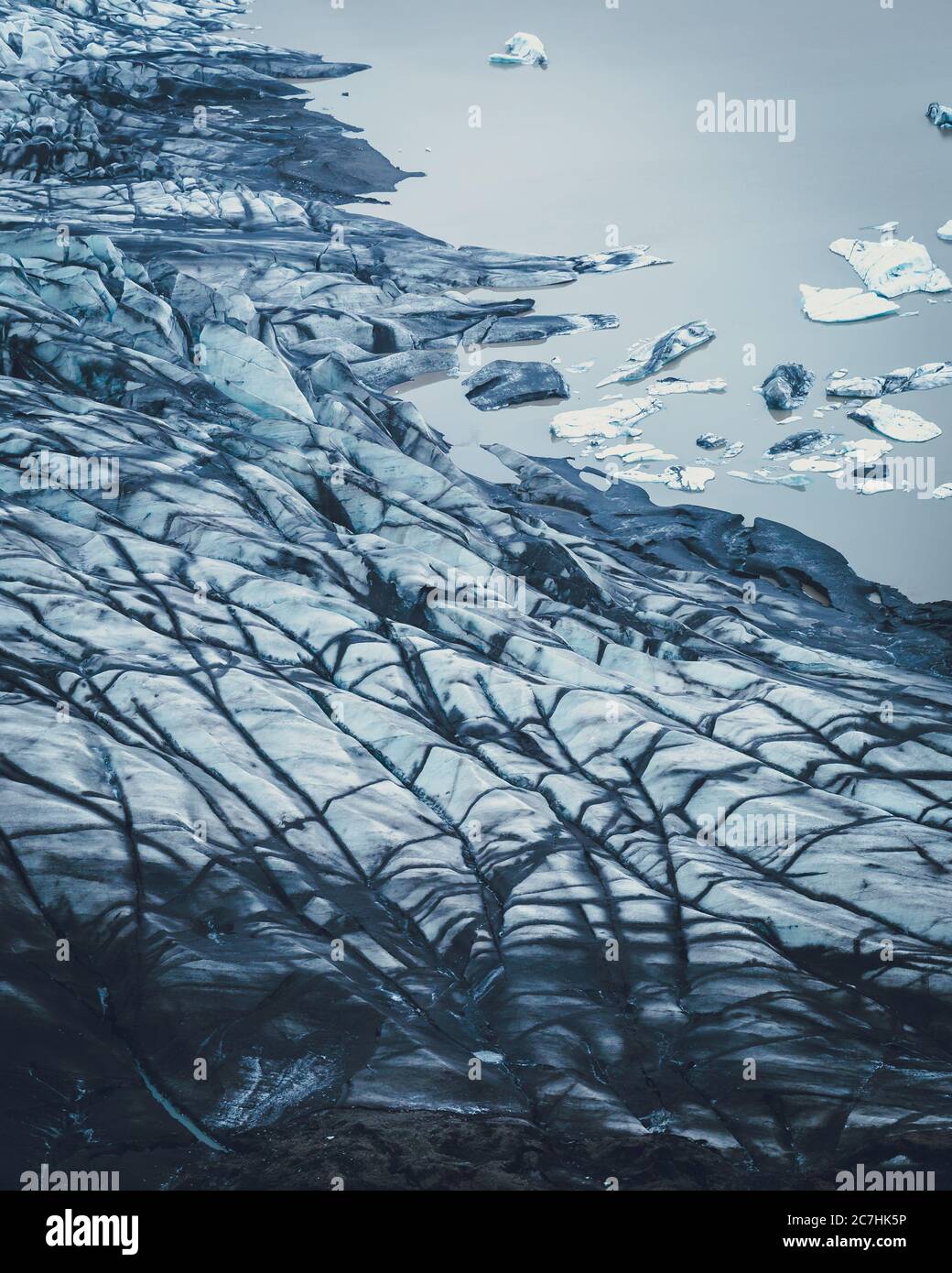 Beautiful cracks and patterns on the surface of a frozen lake Stock ...