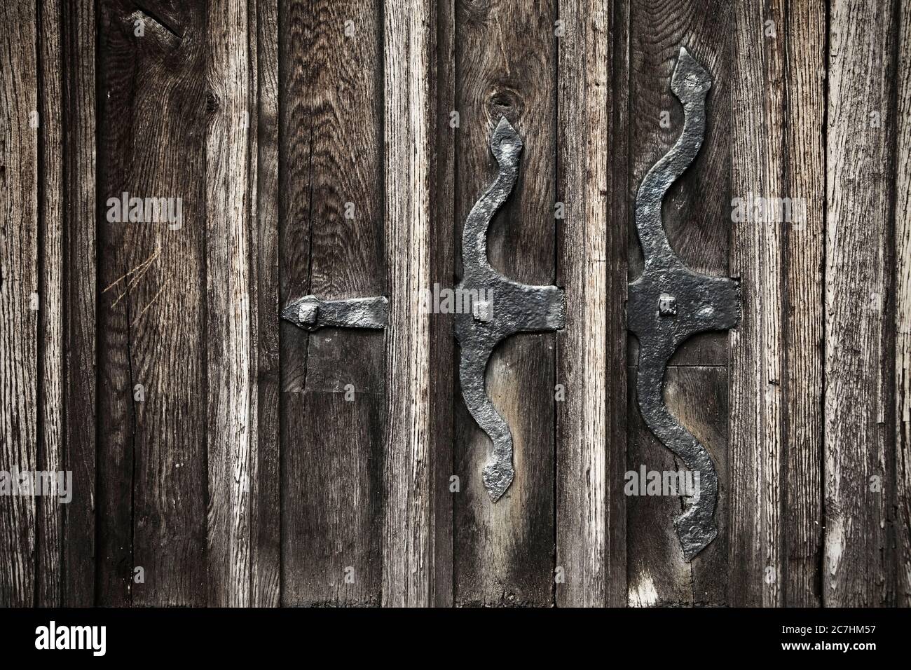 Door and hinges at Gainsborough Old Hall, Lincolnshire, UK Stock Photo
