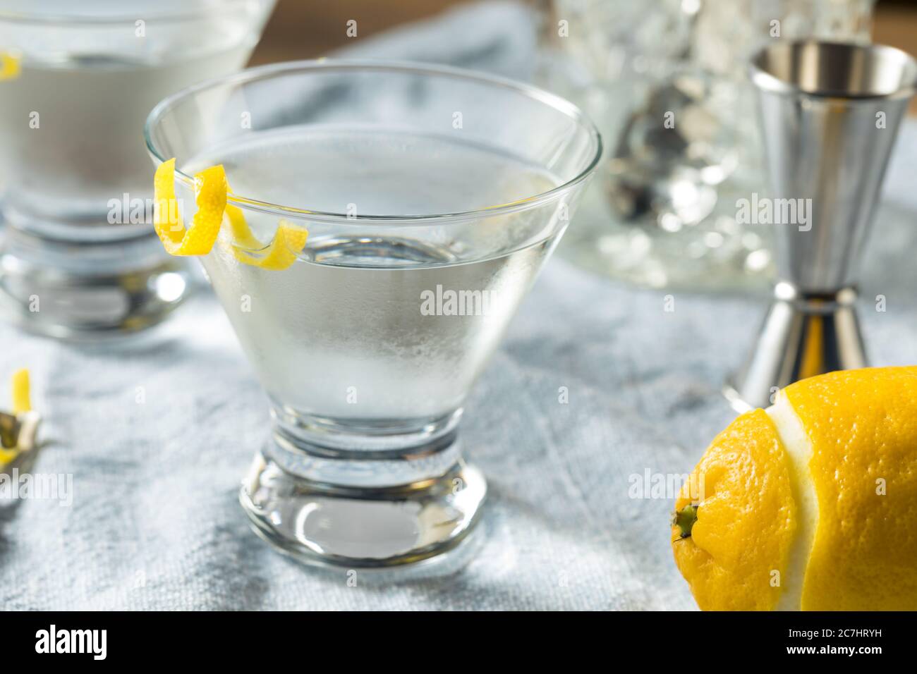 Boozy Refreshing Gin Martini with a Lemon Garnish Stock Photo Alamy