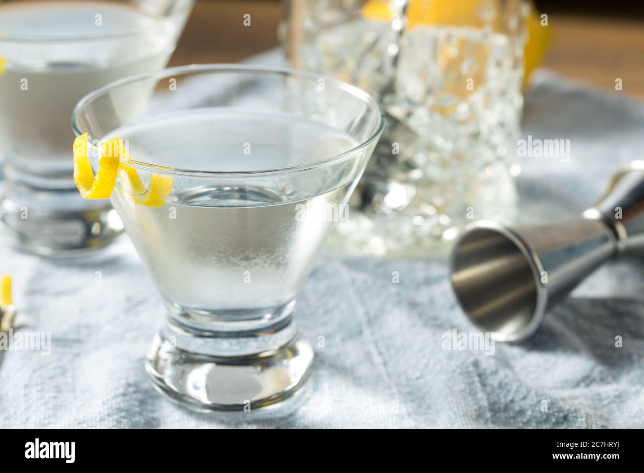 Boozy Refreshing Gin Martini with a Lemon Garnish Stock Photo Alamy