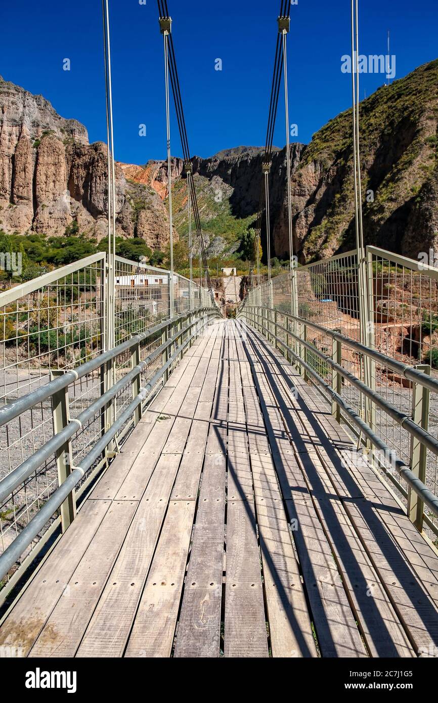 View on a bridge in Iruya, Argentina, South America on a sunny day. Stock Photo
