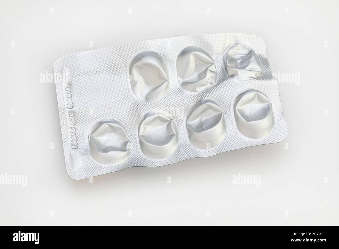 A used, empty tablet blister pack. Stock Photo