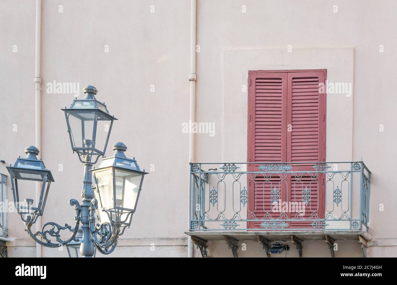 View of the balcony and lantern in Sicily Stock Photo