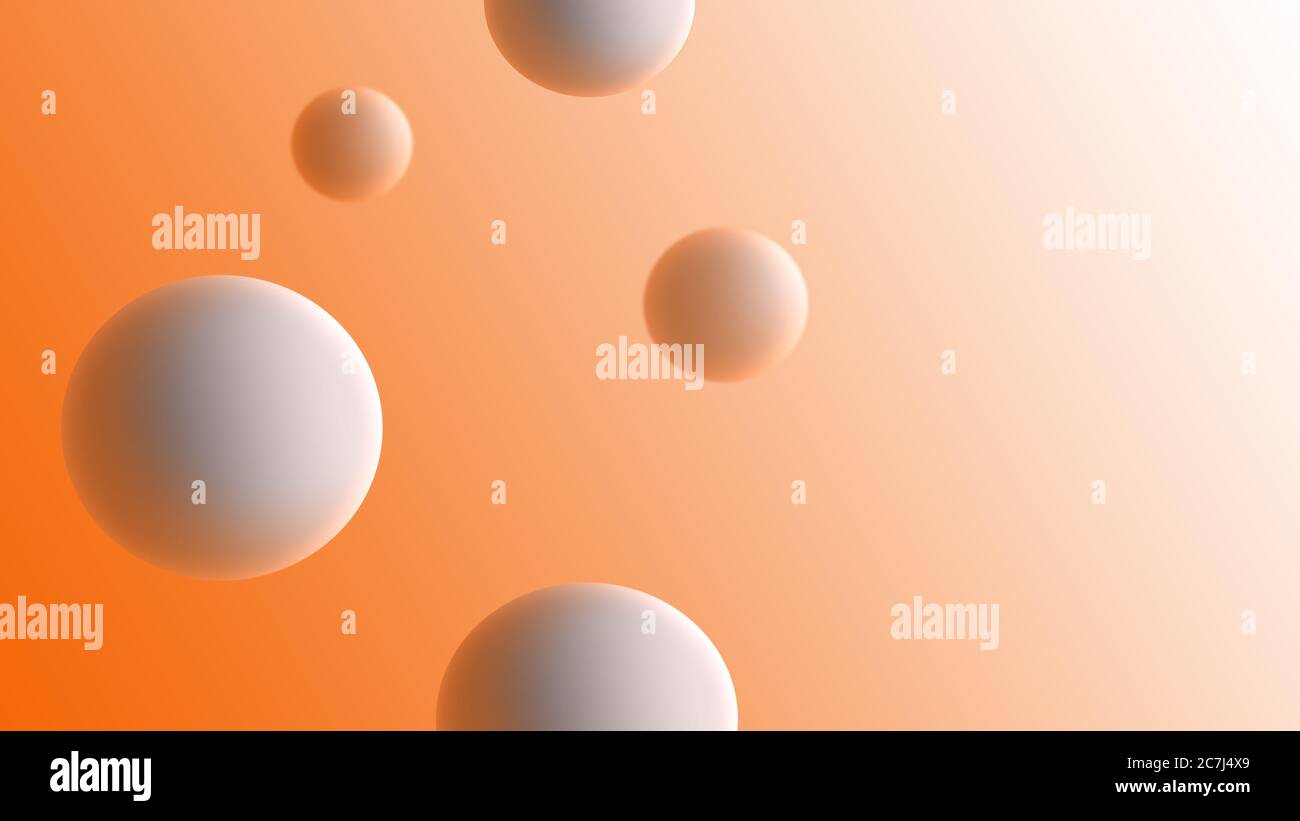 White 3d circles on light orange background. Web design. Illustration. Stock Photo