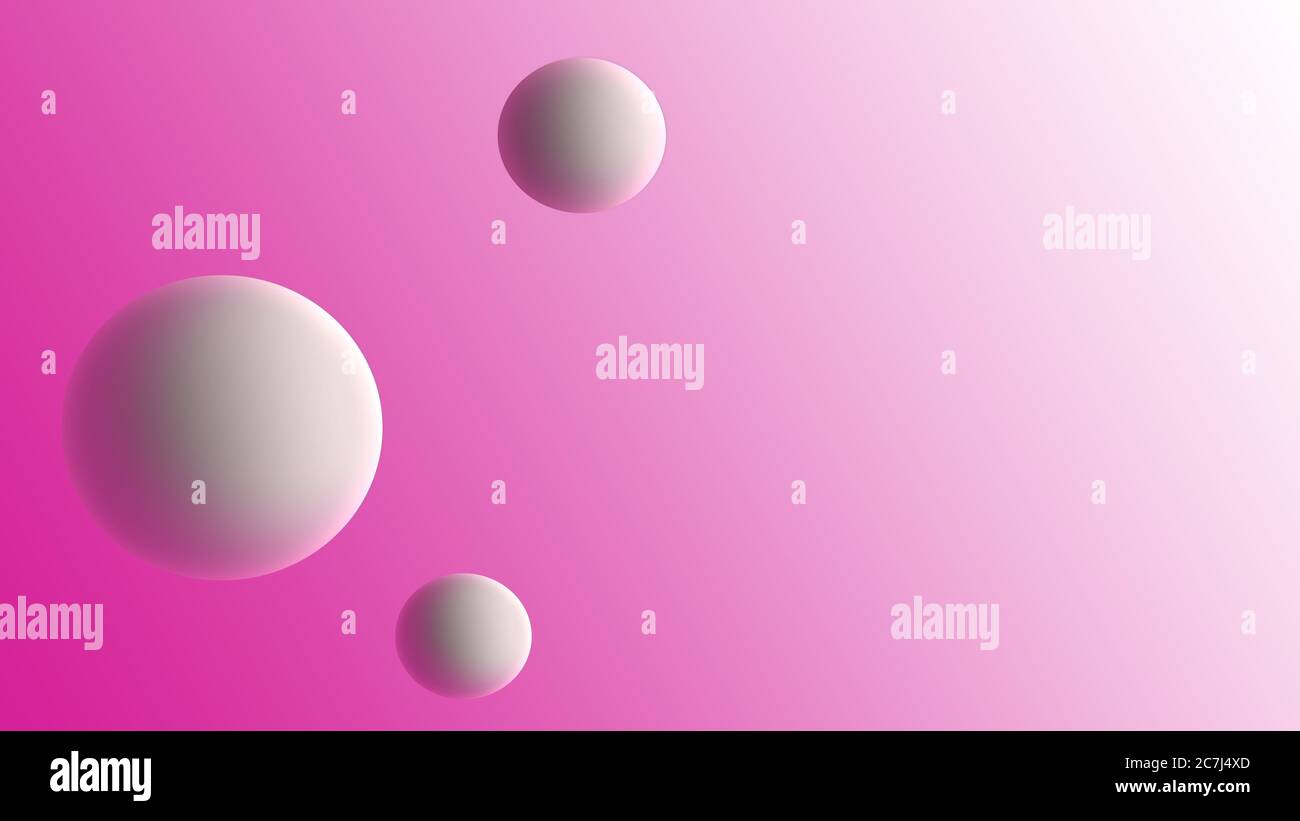 White 3d circles on light pink background. Web design. Illustration. Stock Photo