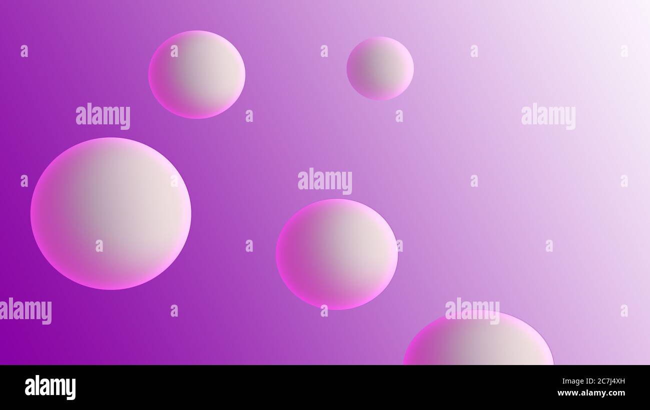 White 3d circles on purple background. Web design. Illustration. Stock Photo