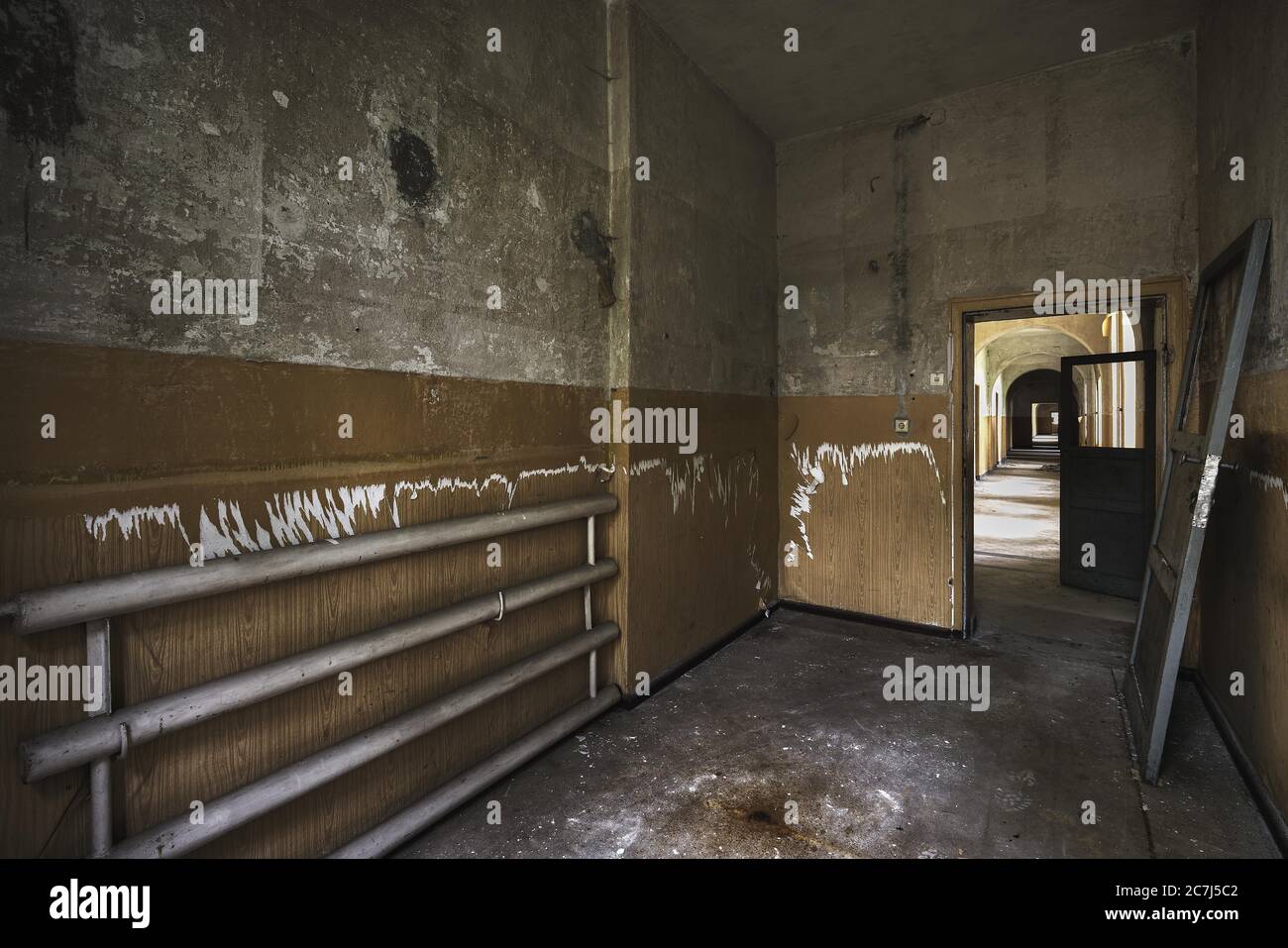 Inside Of An Old Abandoned Building With Rusty Walls Stock Photo - Alamy