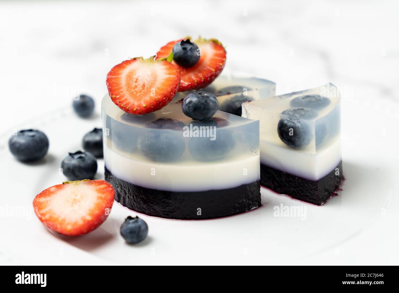 Blueberry fruit agar agar or jelly dessert Stock Photo