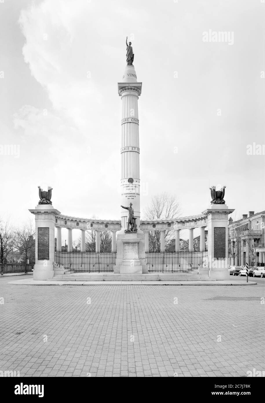 Jefferson Davis Monument, Monument Avenue & Davis Avenue, Richmond, Virginia, USA, Historic American Buildings Survey, 1970's Stock Photo